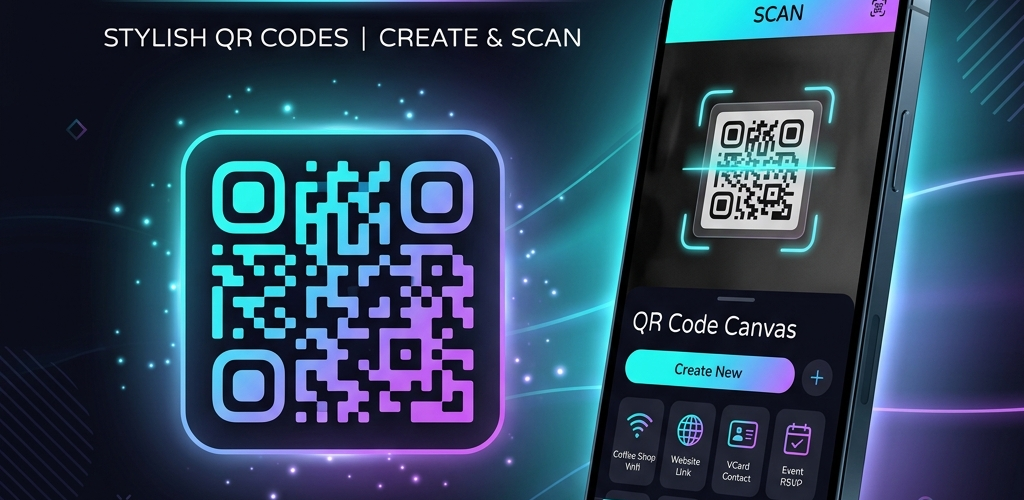 QR Code Canvas App Mockup